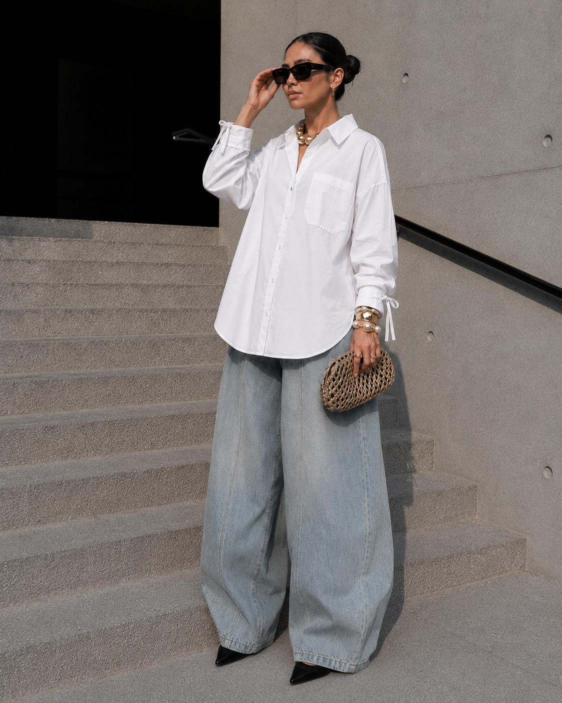 Poplin Shirt with Back Detailing